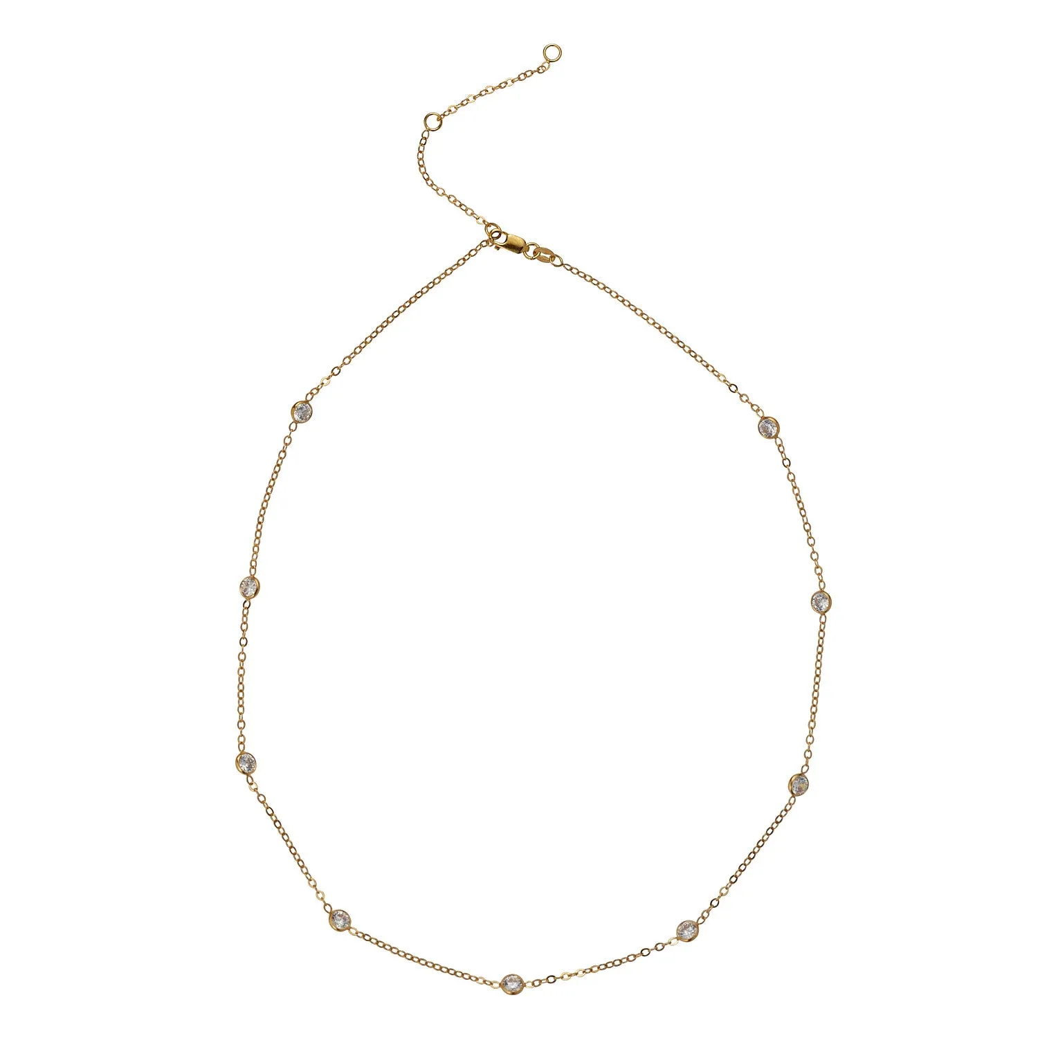 Gold Filled Cubic Zirconia Satellite Chain Necklace