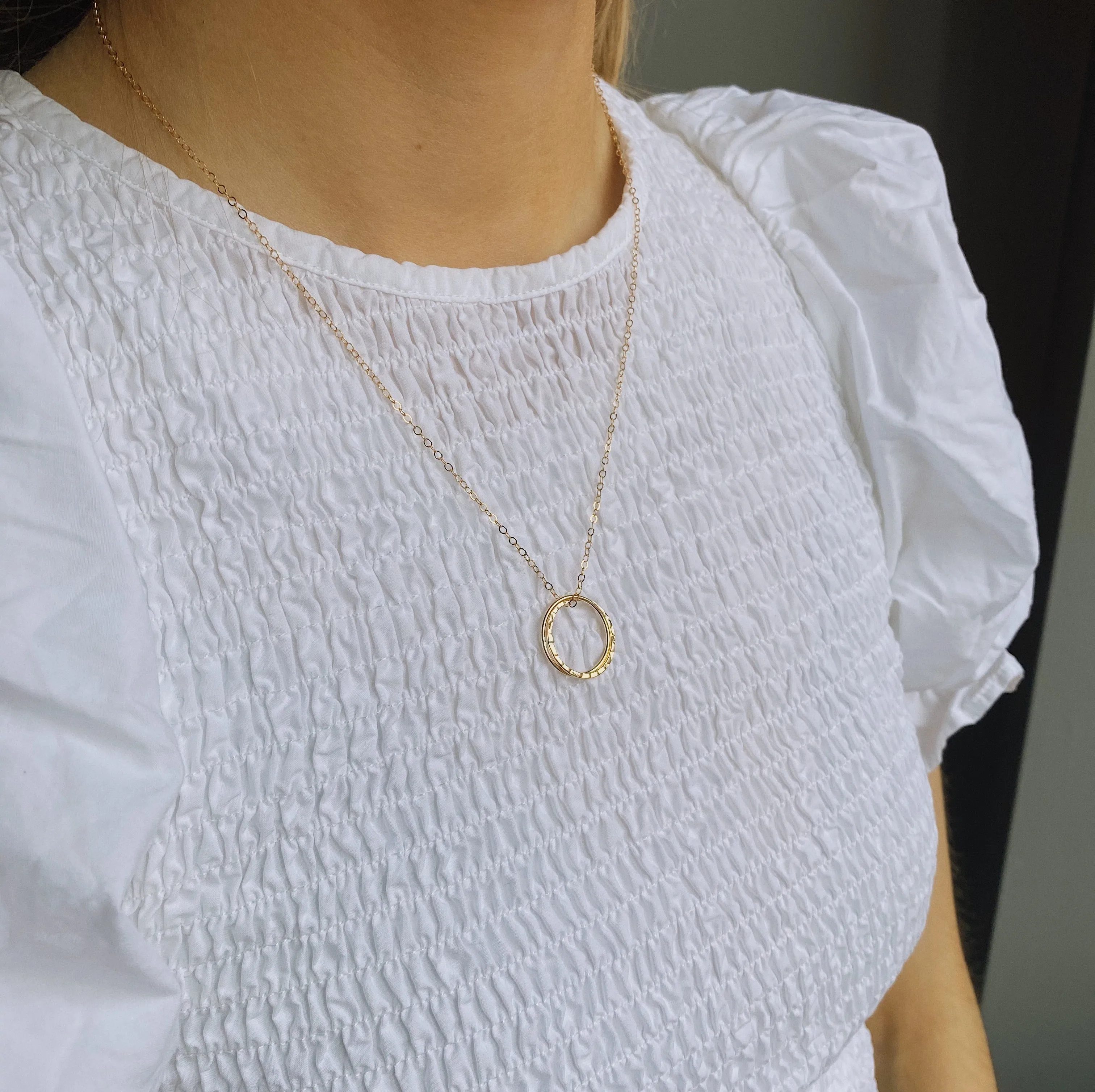 Gold Filled Double Circle Fused Pendant Necklace