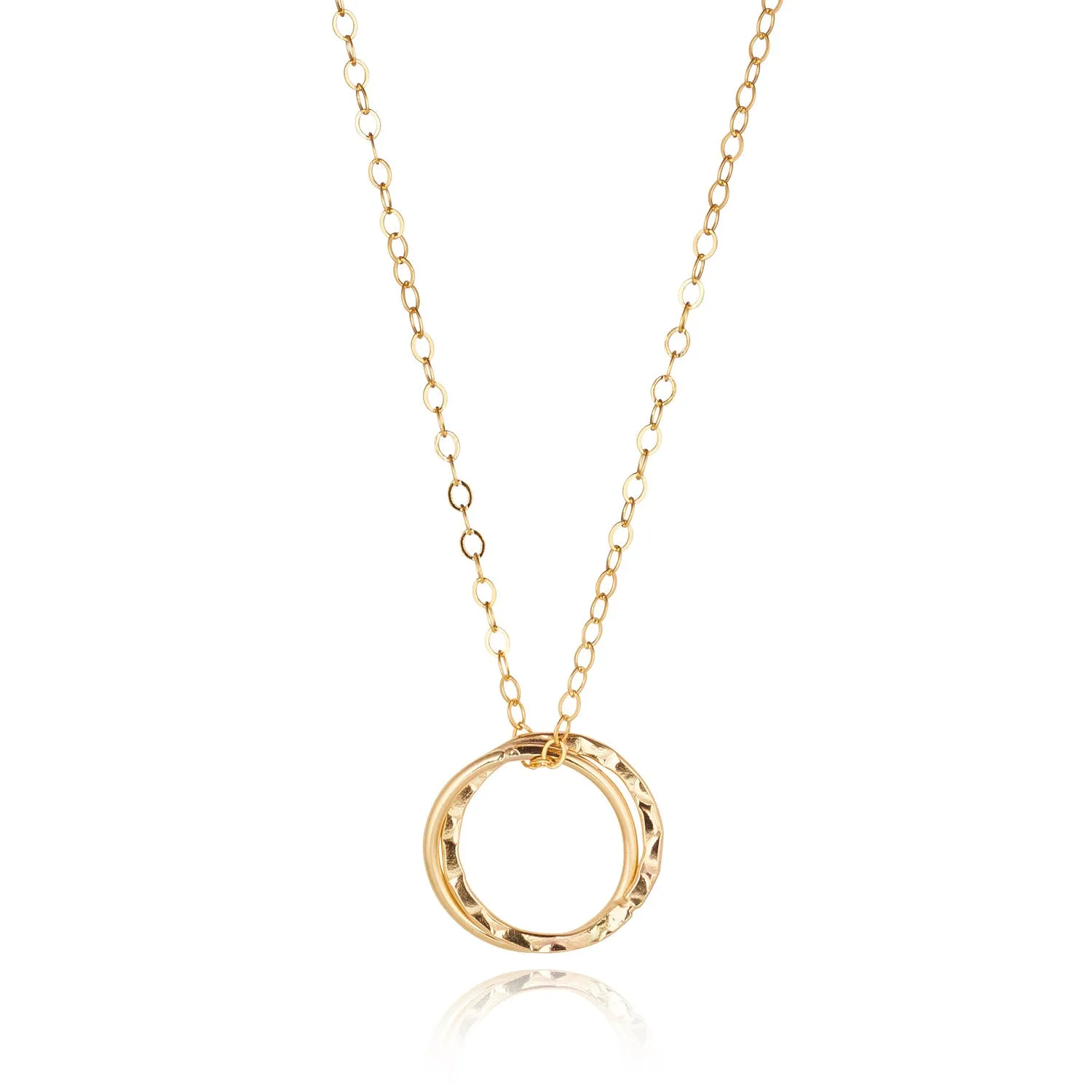 Gold Filled Double Circle Fused Pendant Necklace