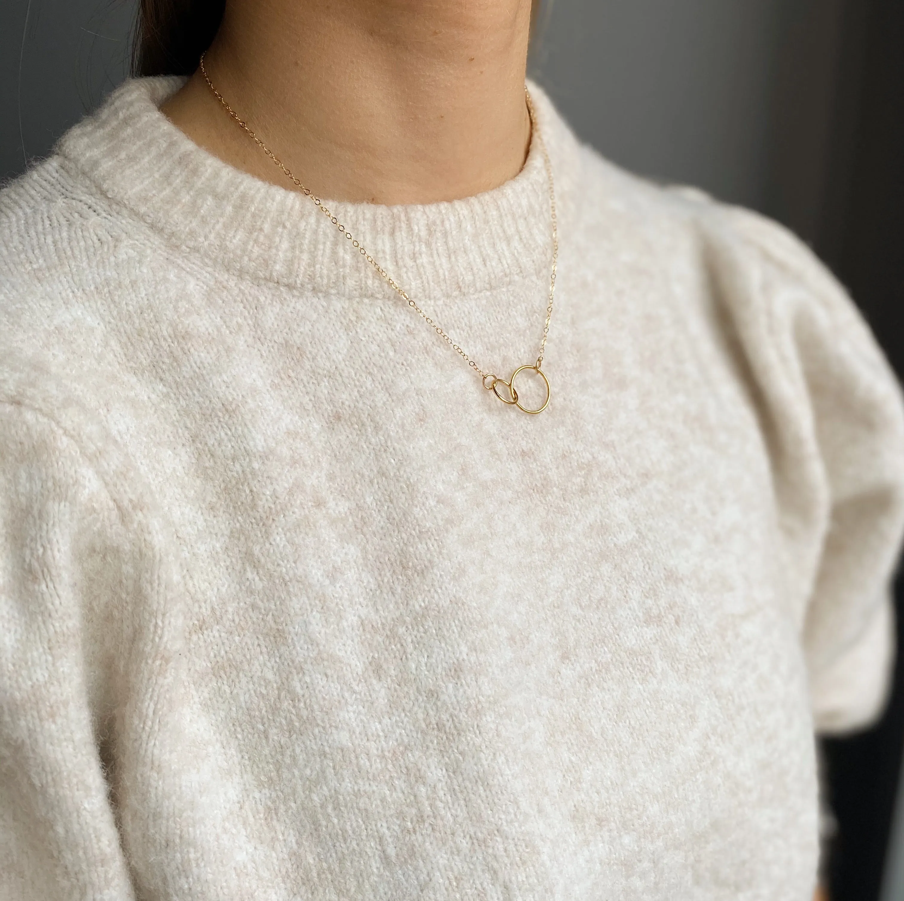 Gold Filled Double Circle Pendant Necklace