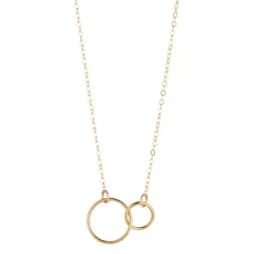 Gold Filled Double Circle Pendant Necklace