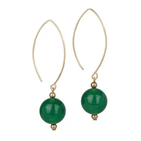 Gold Filled Green Agate Oval Open Earrings