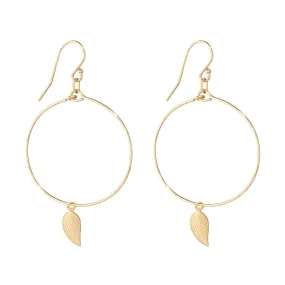 Gold Filled Leaf Small Hoop Earrings