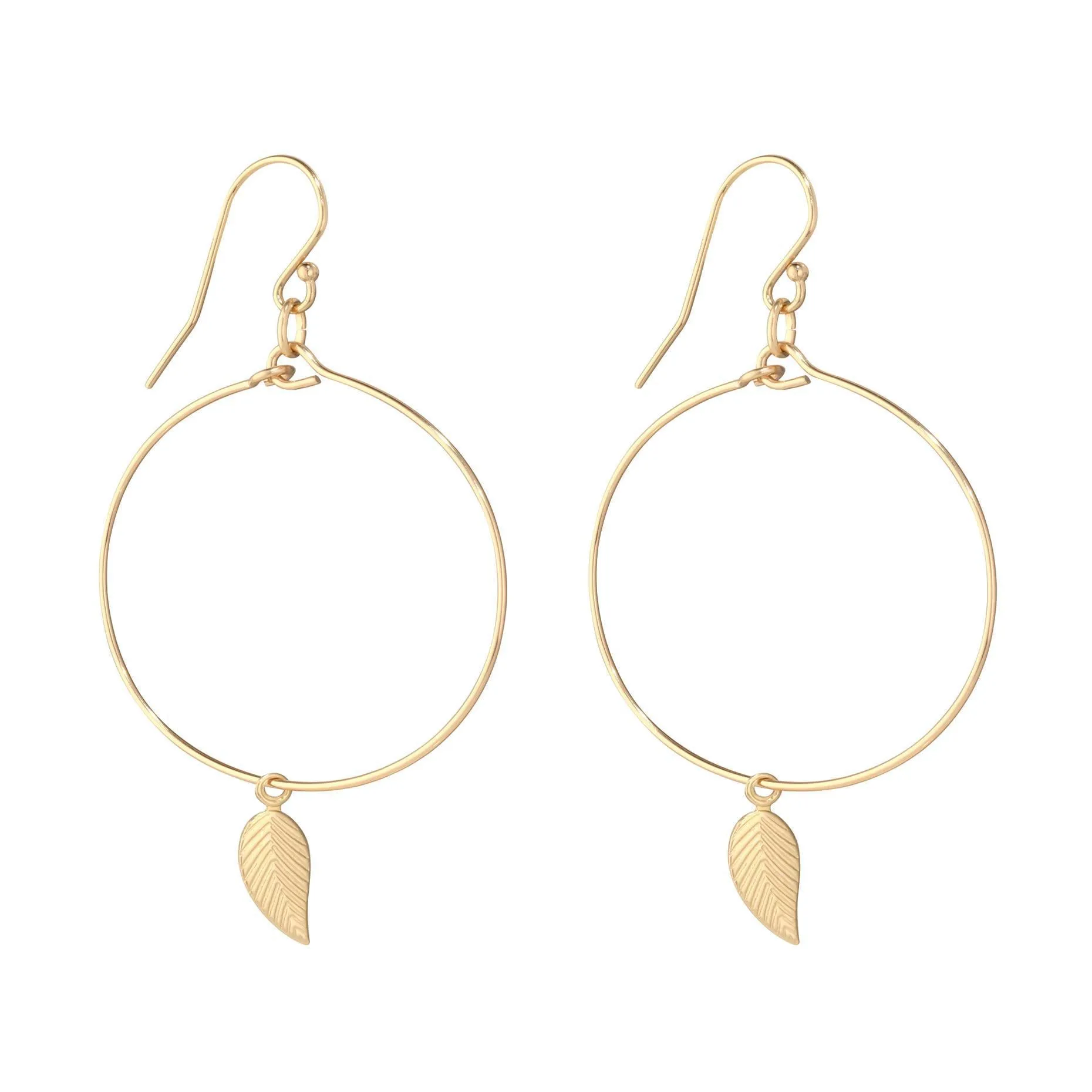 Gold Filled Leaf Small Hoop Earrings