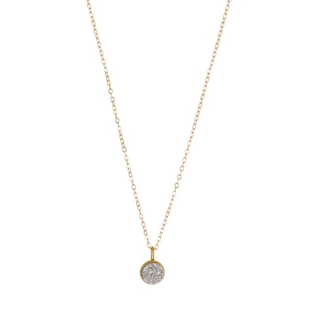 Gold Filled Mini Druzy Quartz Pendant Necklace