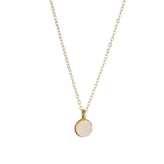 Gold Filled Mini Druzy Quartz Pendant Necklace