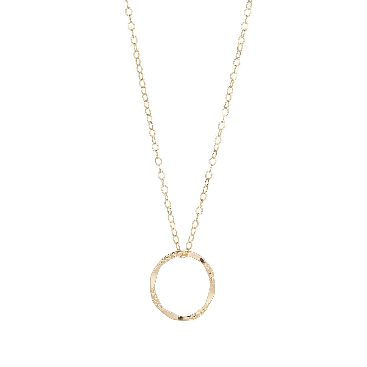 Gold Filled Molten Circle Pendant Necklace