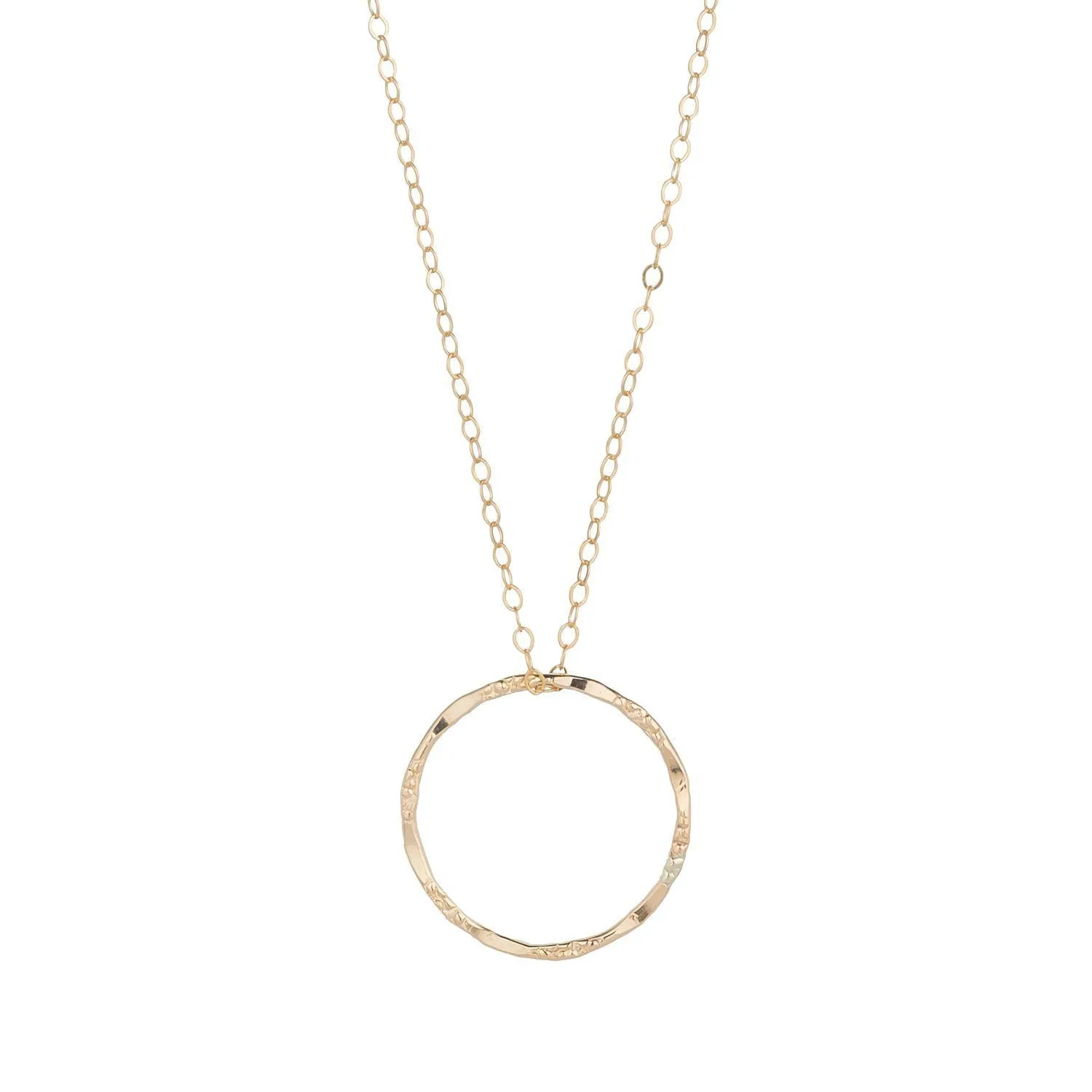 Gold Filled Molten Circle Pendant Necklace