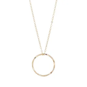 Gold Filled Molten Circle Pendant Necklace