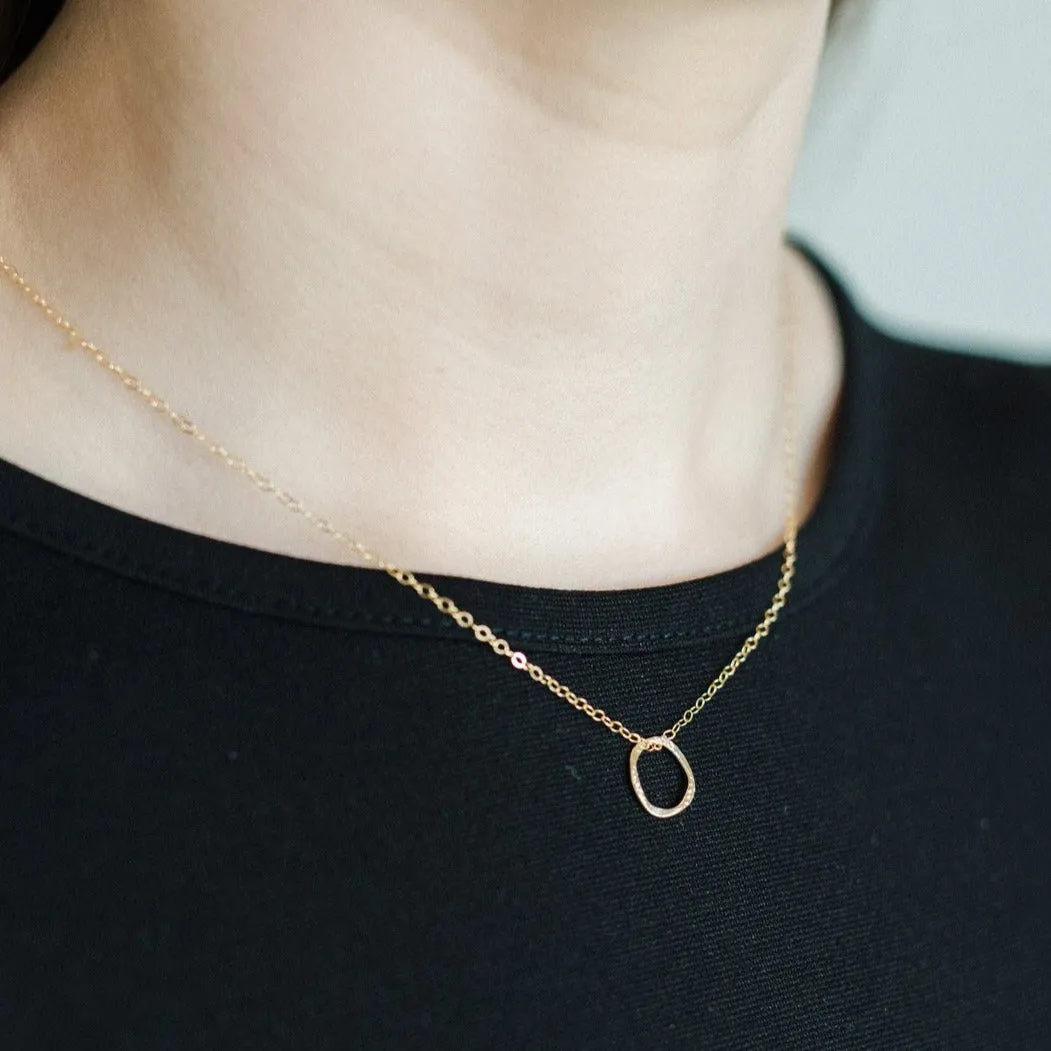 Gold Filled Molten Circle Pendant Necklace