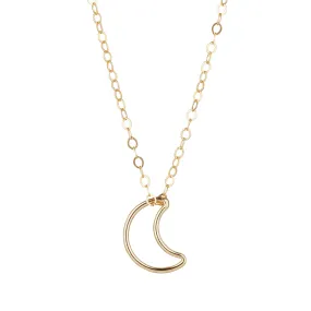 Gold Filled Moon Outline Pendant Necklace