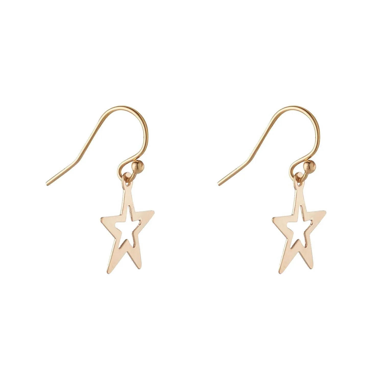 Gold Filled Open Star Charm Earrings