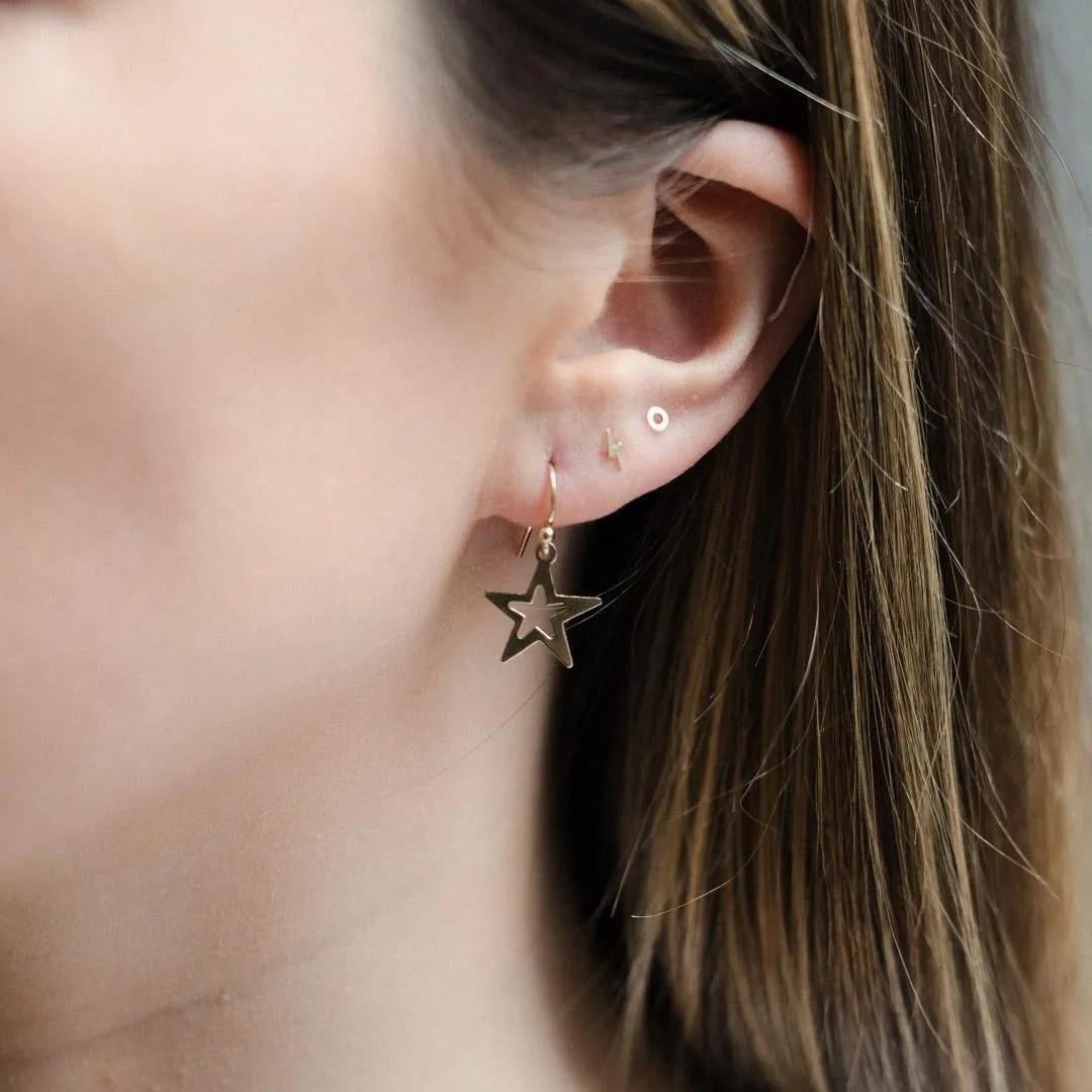 Gold Filled Open Star Charm Earrings