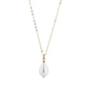 Gold Filled Pear Pearl Pendant Necklace