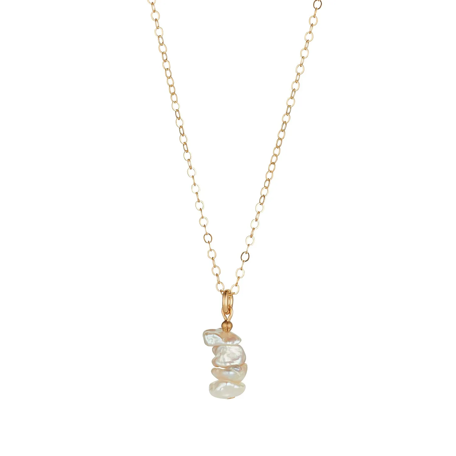 Gold Filled Pearl Mini Saucer Pendant Necklace