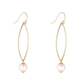 Gold Filled Petite Pearl Oval Drop Earrings