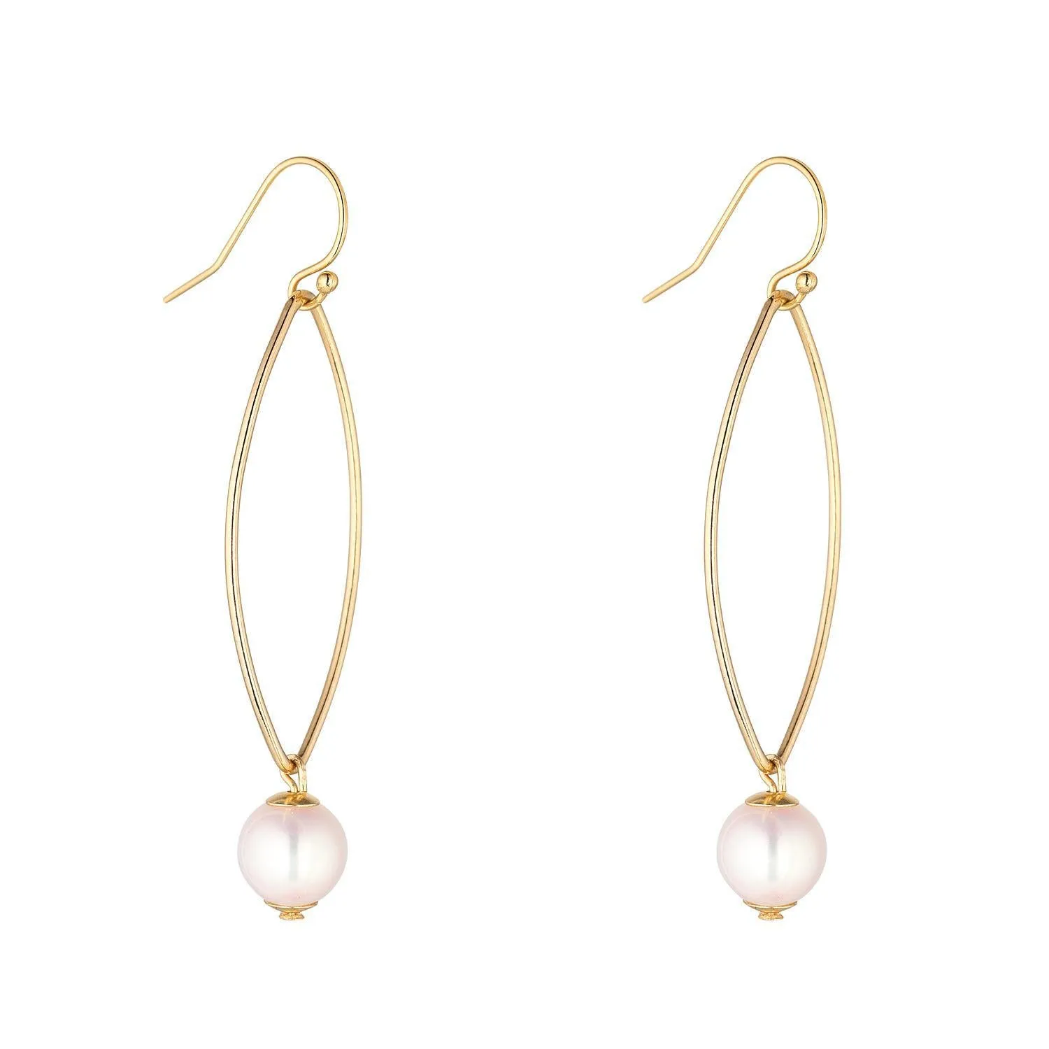 Gold Filled Petite Pearl Oval Drop Earrings