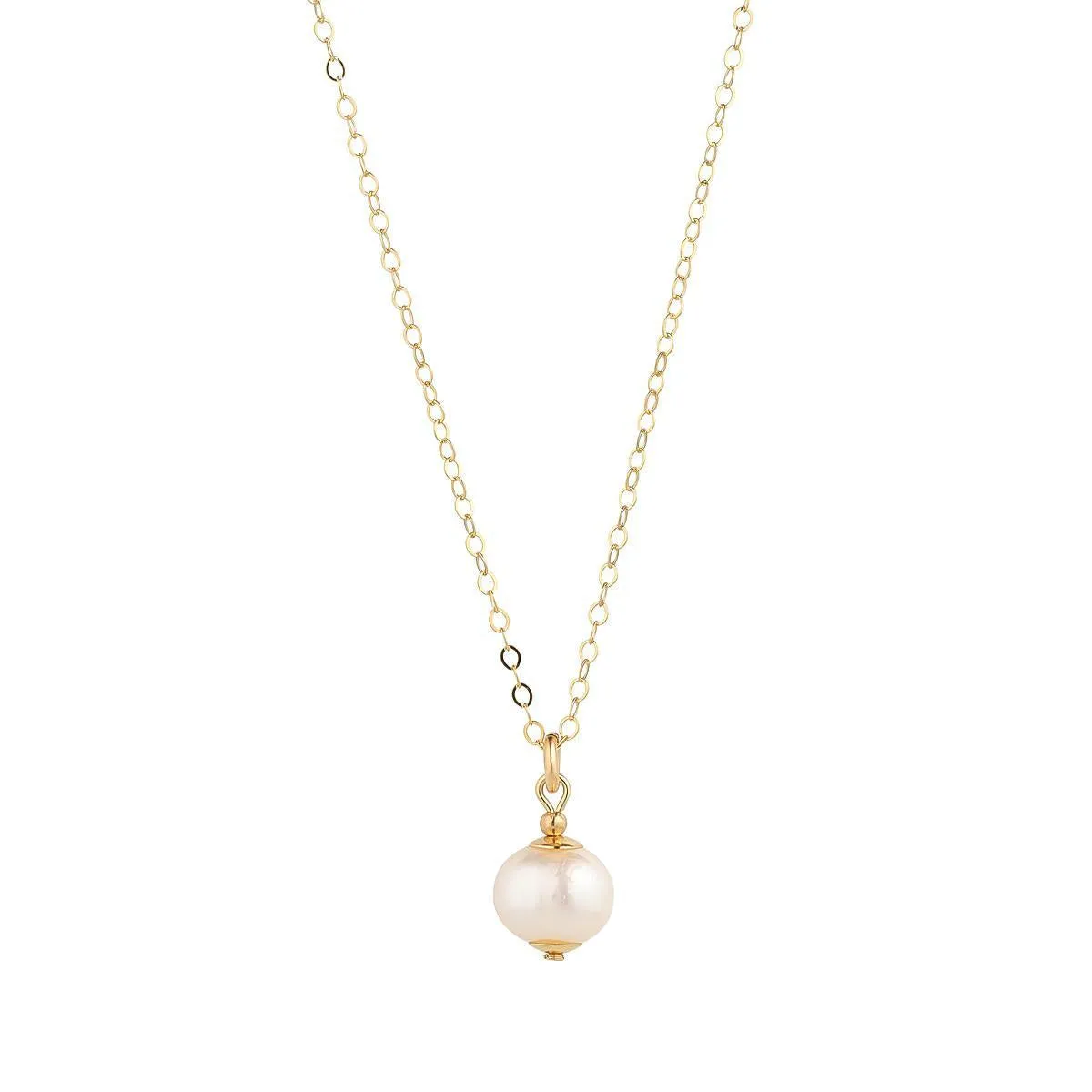 Gold Filled Single Petite Pearl Pendant Necklace