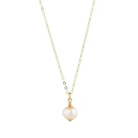 Gold Filled Single Petite Pearl Pendant Necklace