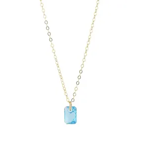 Gold Filled Small Aquamarine Crystal Pendant Necklace