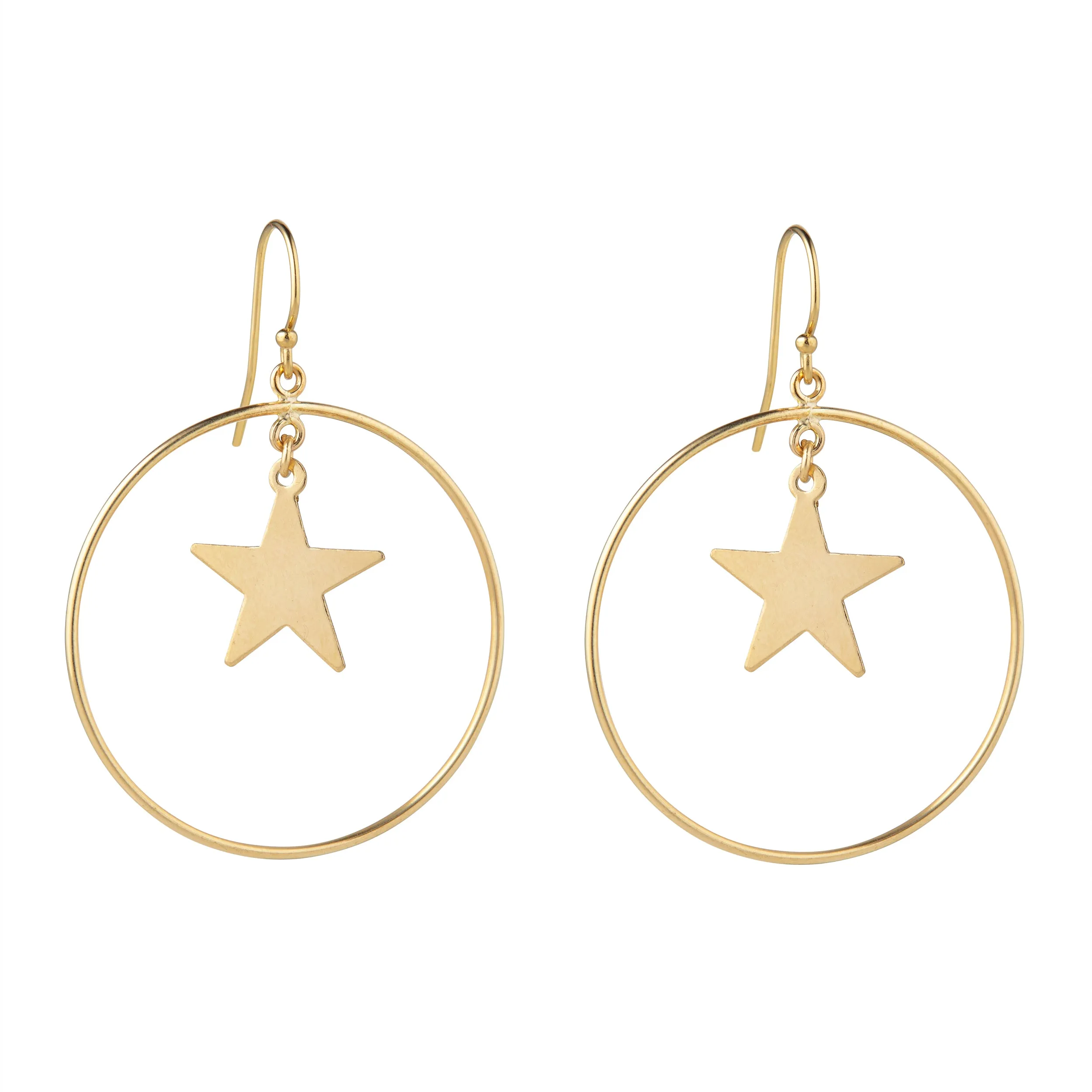 Gold Filled Star & Circle Hoop Earrings