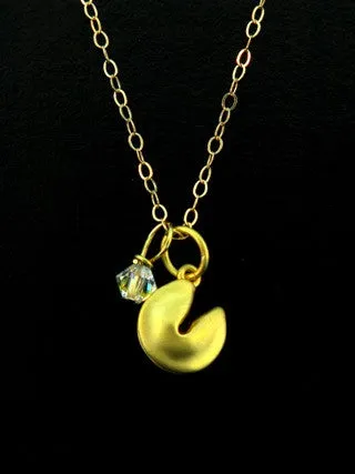 Gold Fortune Cookie Necklace