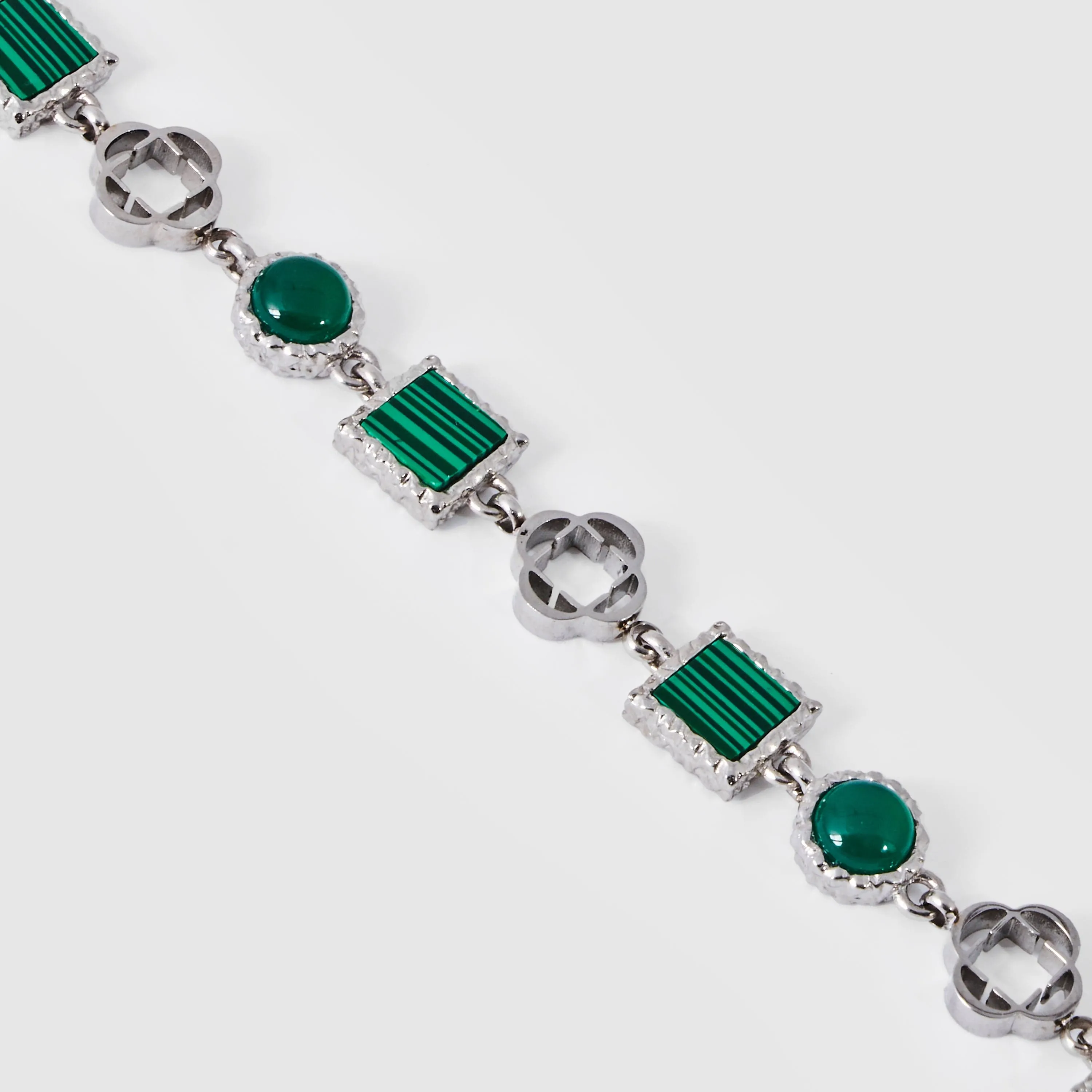 Green Quartz Gemstone Bracelet (Silver)