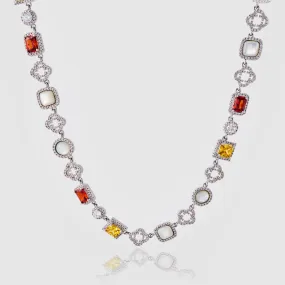 Iced Gemstone Necklace (Silver)