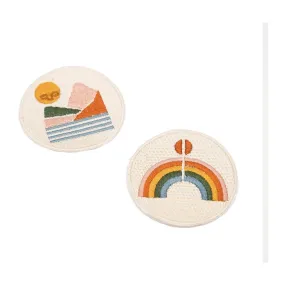 Iron On Patches Set of 2 - Landscape Rainbow