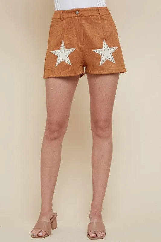 JOHNNY SUEDE SHORT WITH STAR