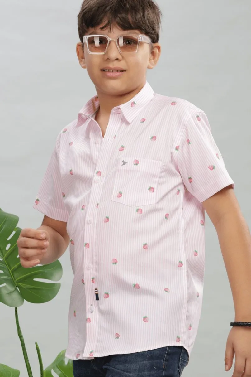 KIDS - Pink Berry Print - Half-Stain Proof Shirt