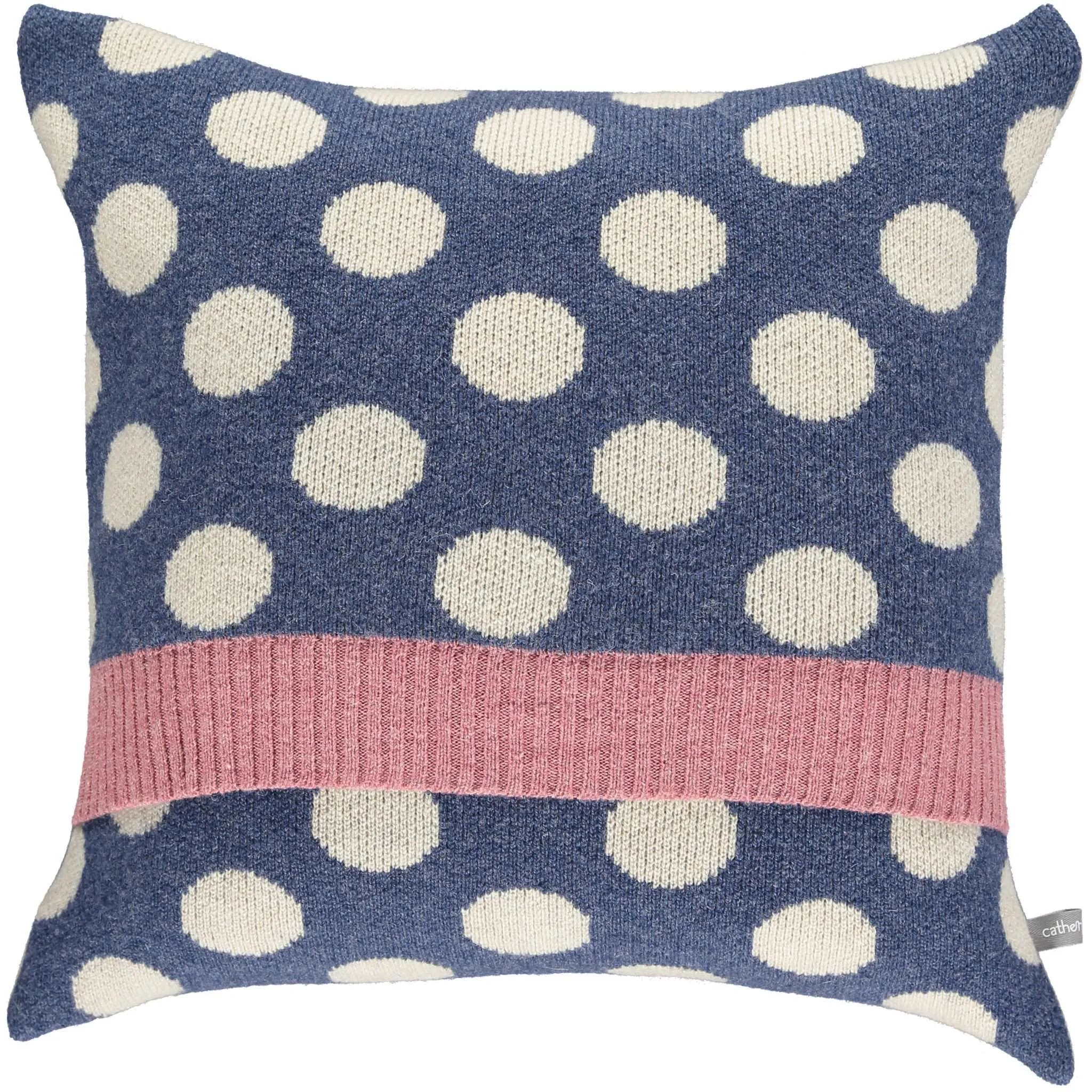 Knitted Lambswool  Denim & Oatmeal Big Spot Cushion