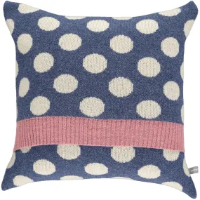 Knitted Lambswool  Denim & Oatmeal Big Spot Cushion