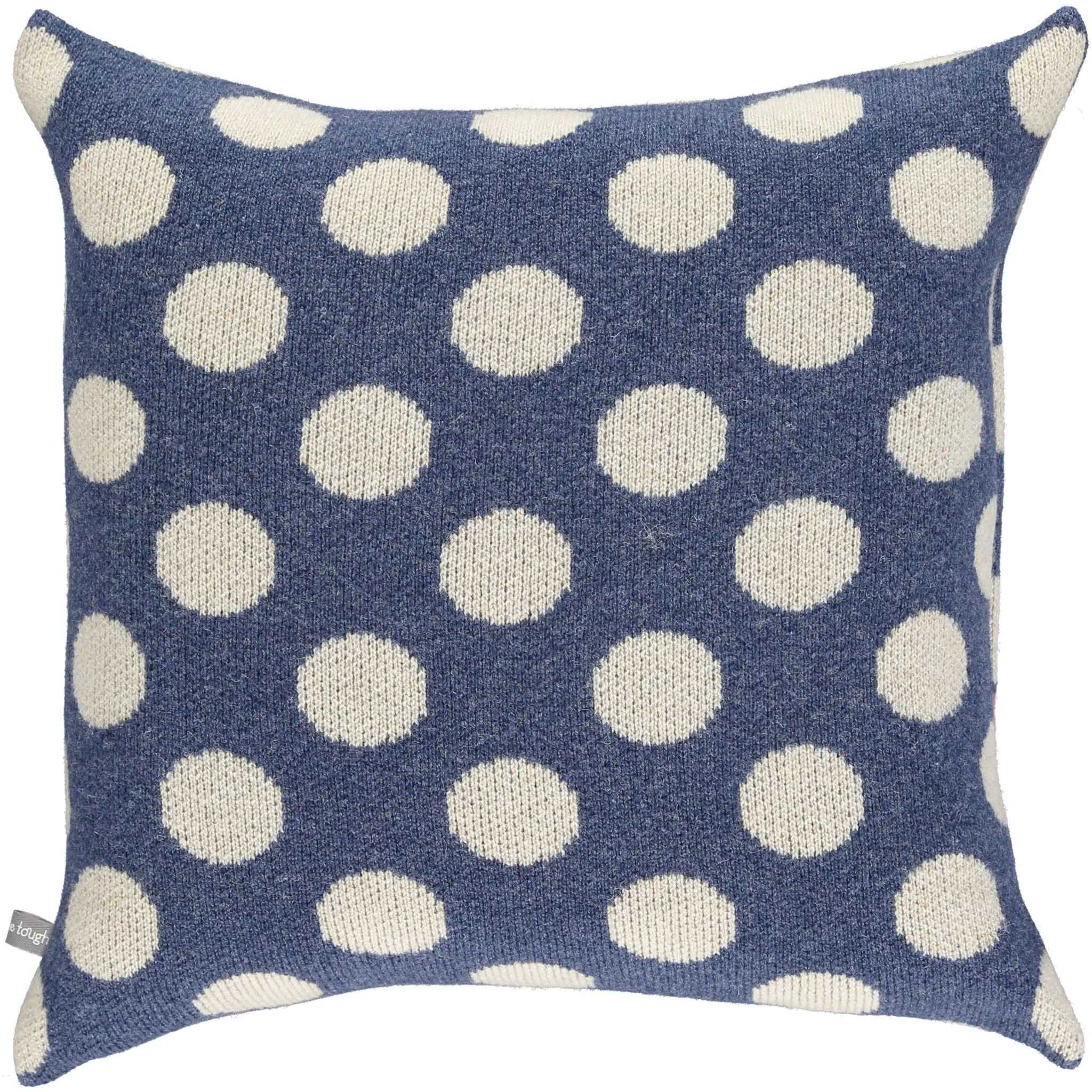 Knitted Lambswool  Denim & Oatmeal Big Spot Cushion