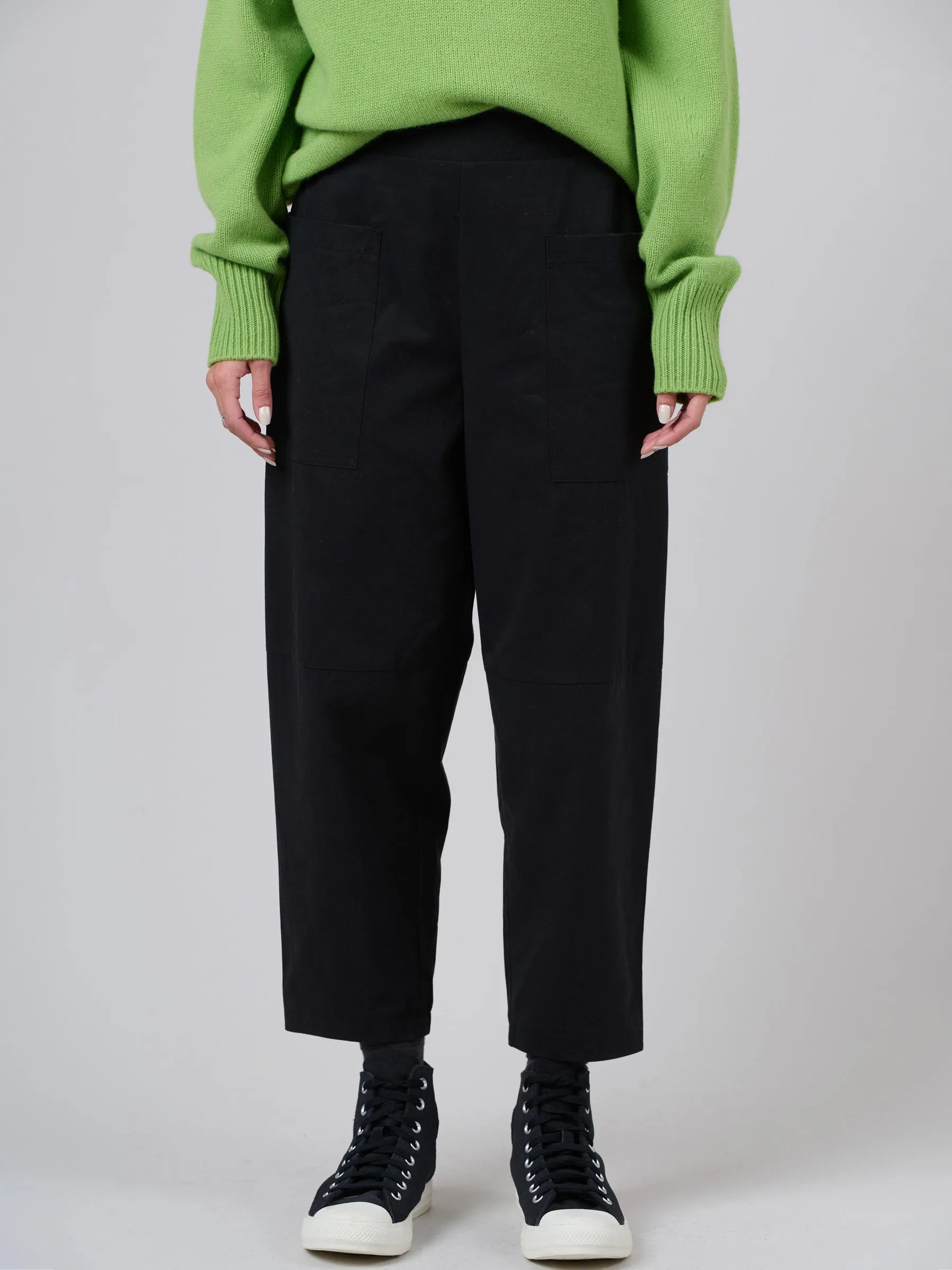 Lightweight Tencel® Cotton Cropped Barrel Leg Trousers