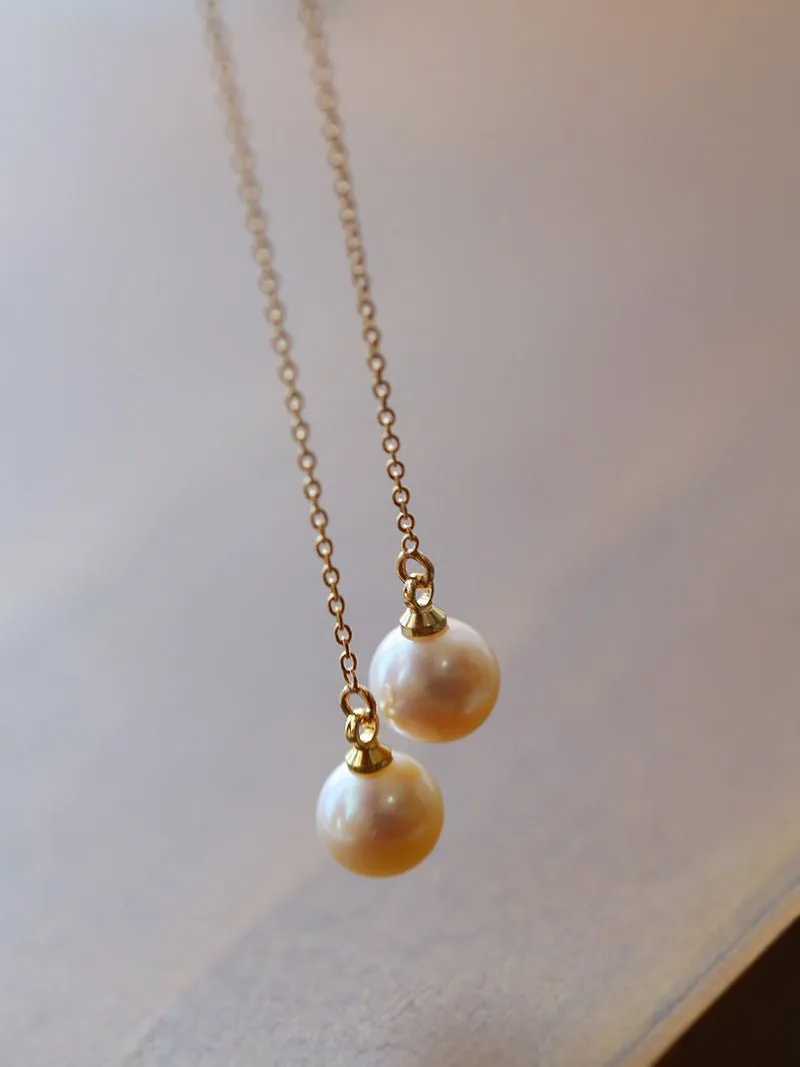 Long Pearl Threader Drop Earrings