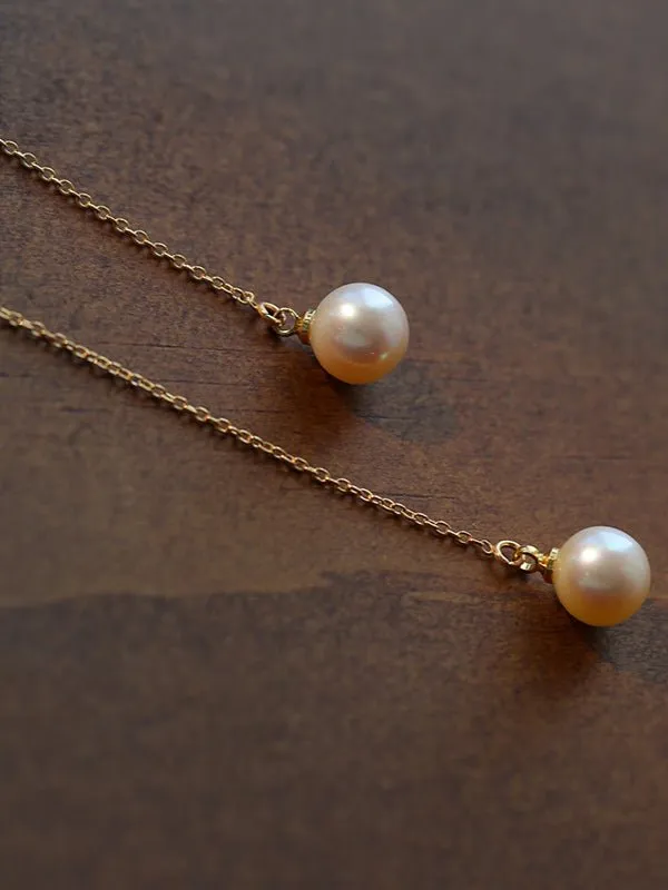 Long Pearl Threader Drop Earrings