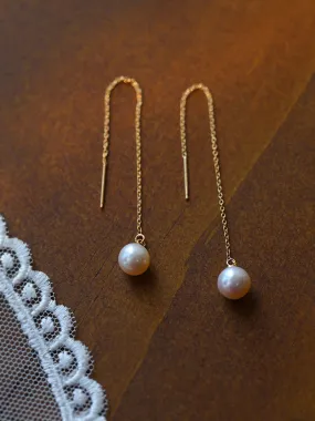 Long Pearl Threader Drop Earrings