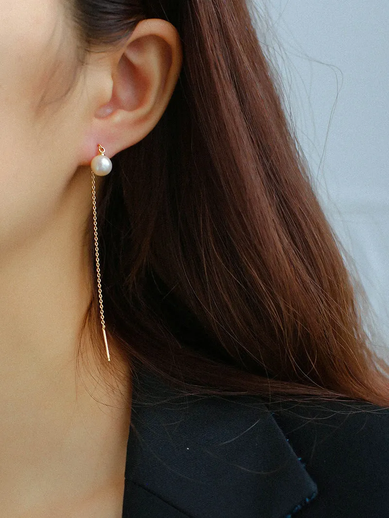 Long Pearl Threader Drop Earrings