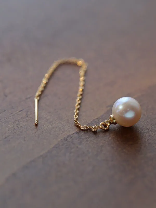 Long Pearl Threader Drop Earrings