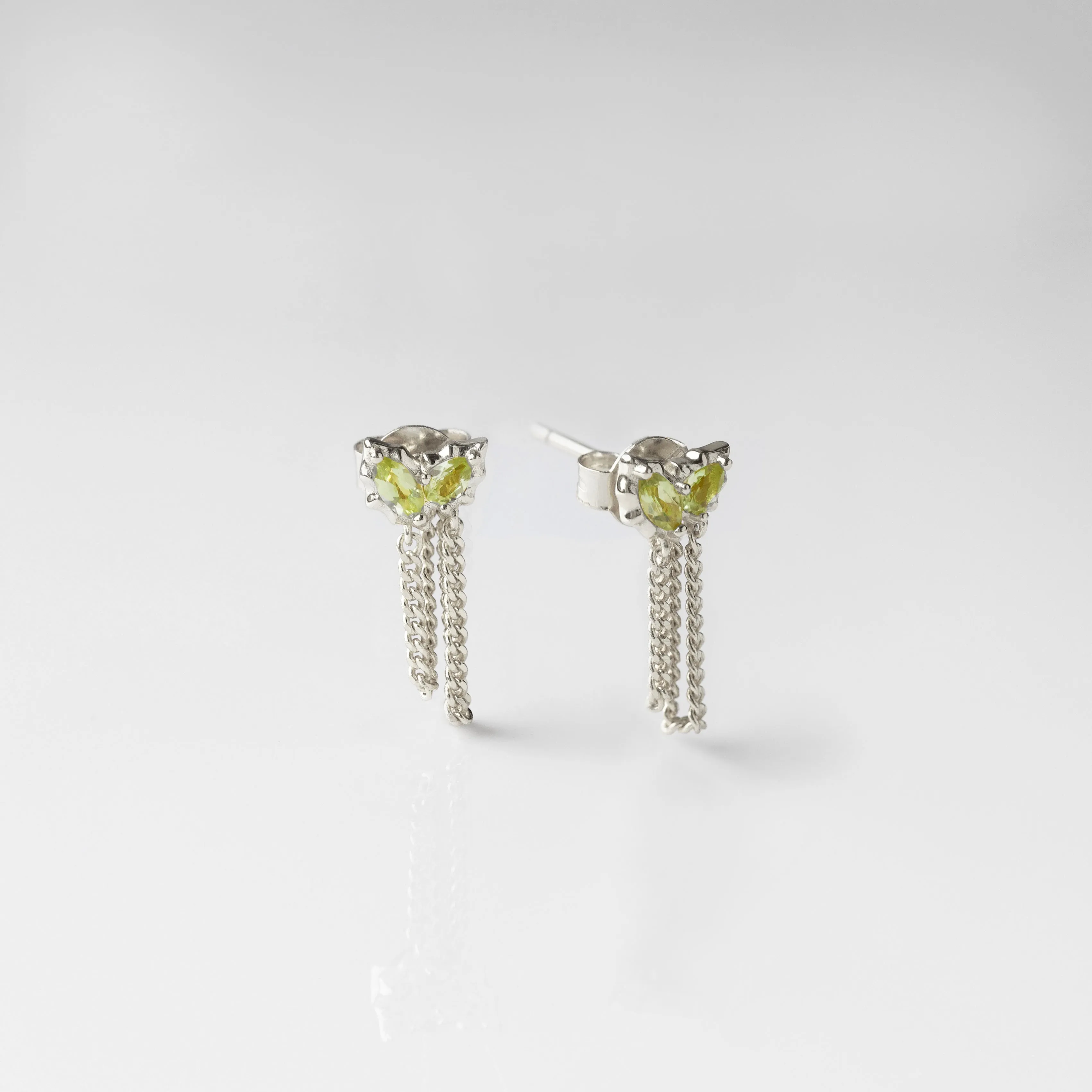 Louise Thompson Lucky Peridot Chain Stud Earrings