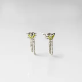 Louise Thompson Lucky Peridot Chain Stud Earrings