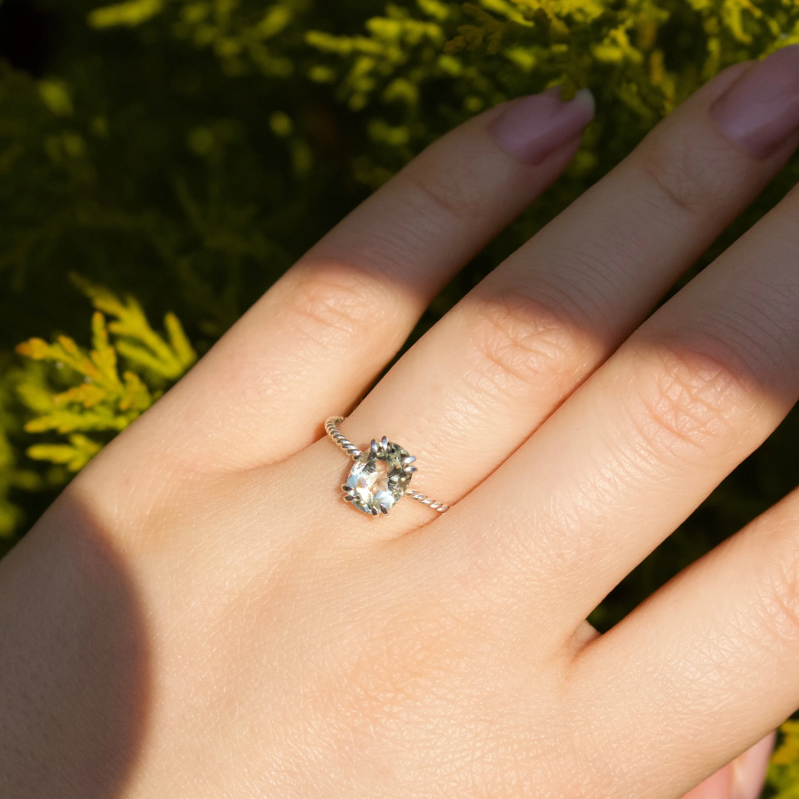 Lucia Green Amethyst Twisted Band Ring