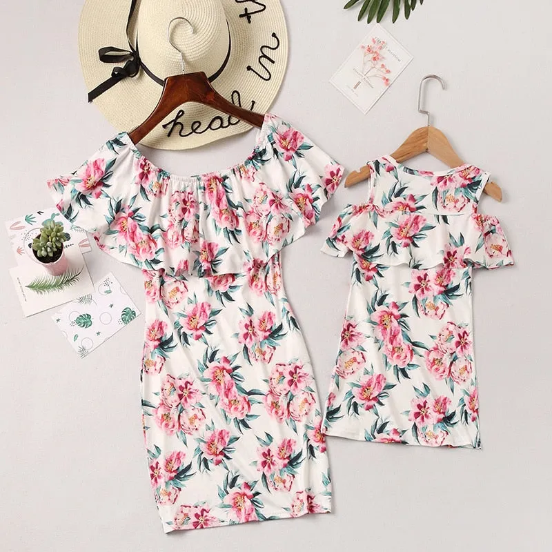 Matching Family Outfit - Mummy and Daughter Floral Dress