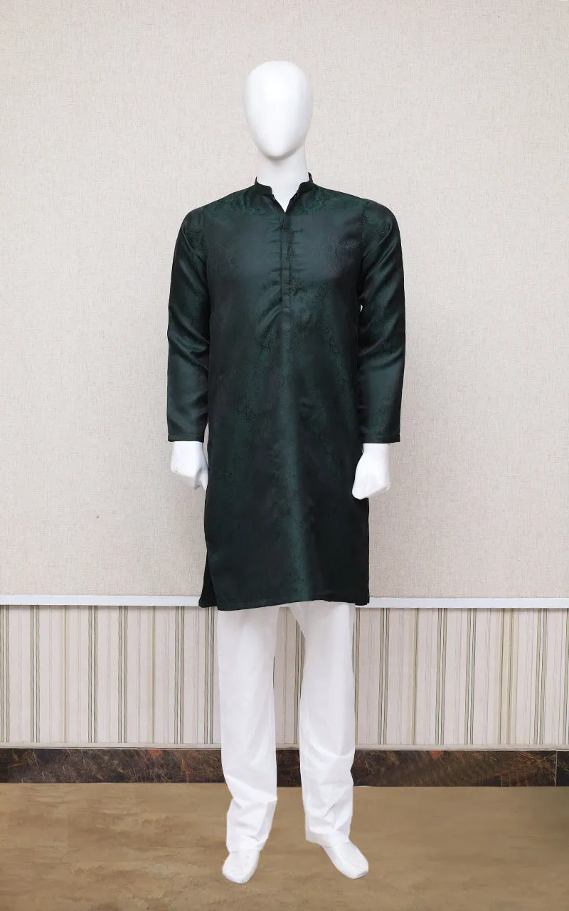 Men Premium Jamawar Kurta Green