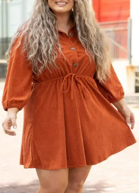 Plus Corduroy Rust Dress