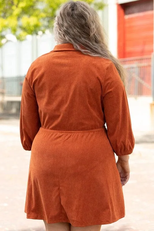 Plus Corduroy Rust Dress