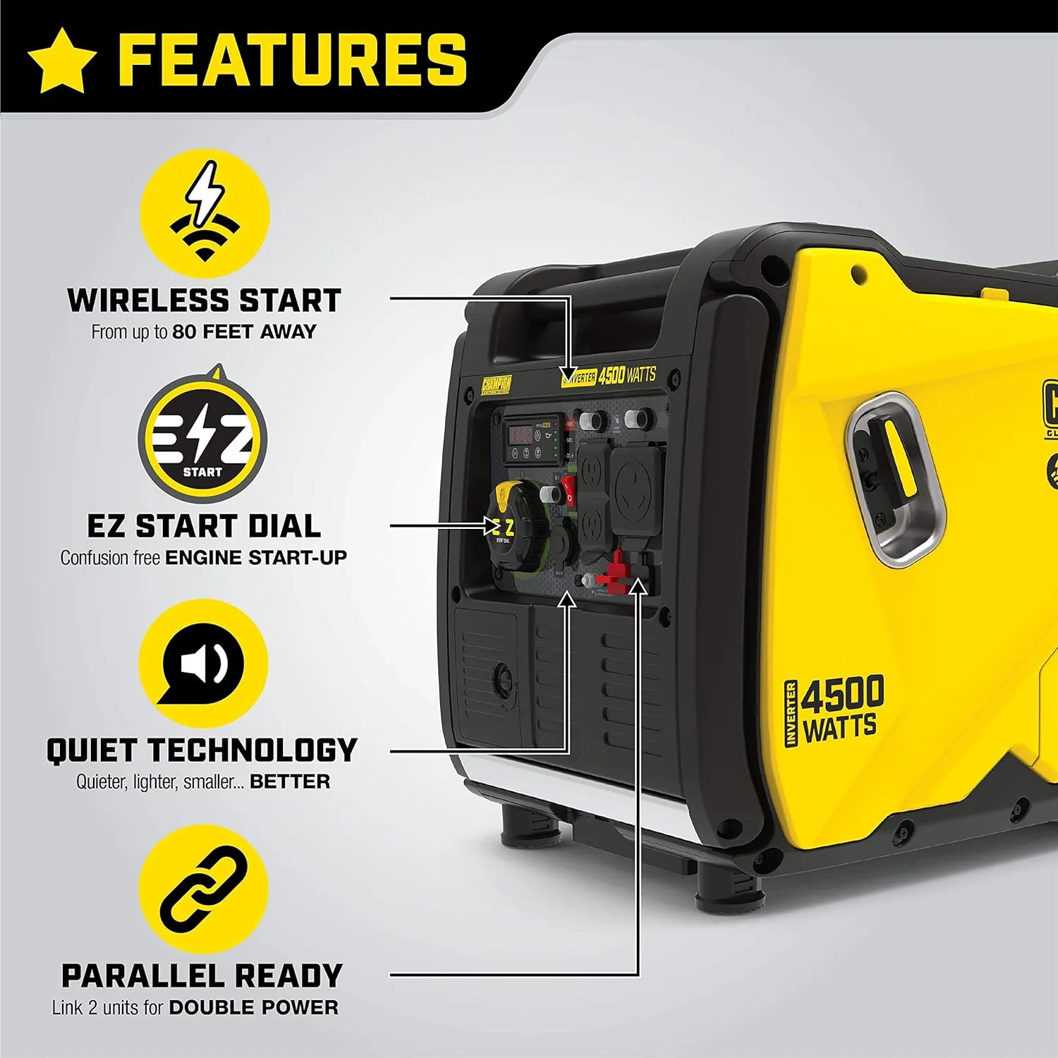 Power Equipment Wireless Remote Start Inverter Generator with Quiet Technology and CO Shield