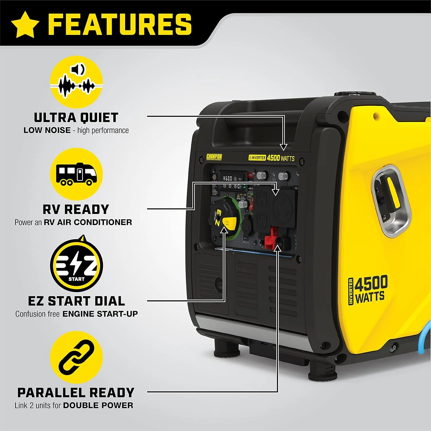 Power Equipment Wireless Remote Start Inverter Generator with Quiet Technology and CO Shield