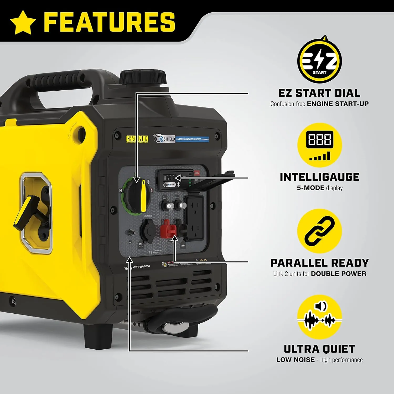 Power Equipment Wireless Remote Start Inverter Generator with Quiet Technology and CO Shield